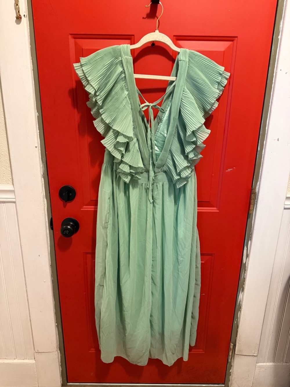 Mint Green Pleated Ruffle Maxi Dress - Picture 5 of 7